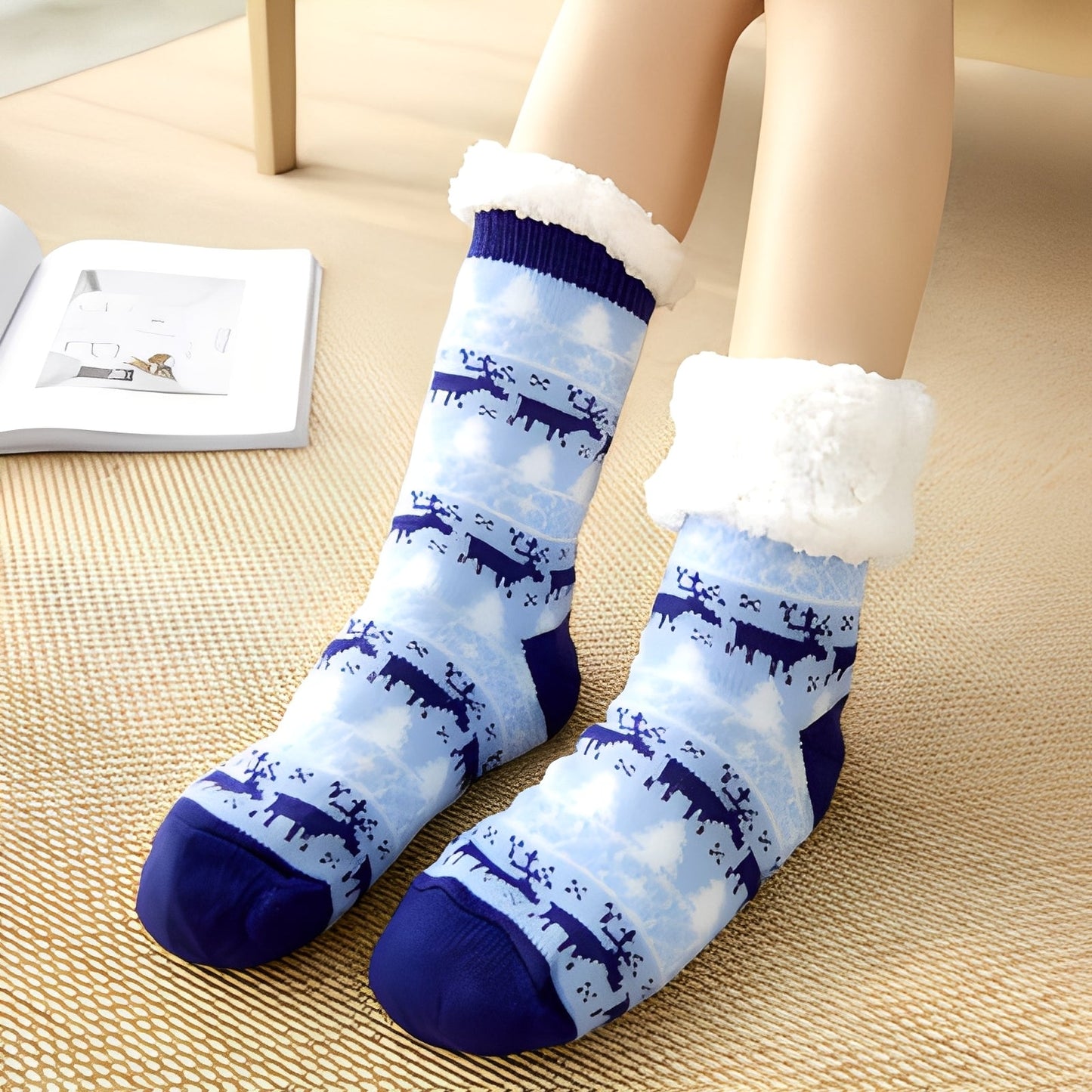 Clarice - Șosete de Crăciun elegante, lungime medie, pentru femei