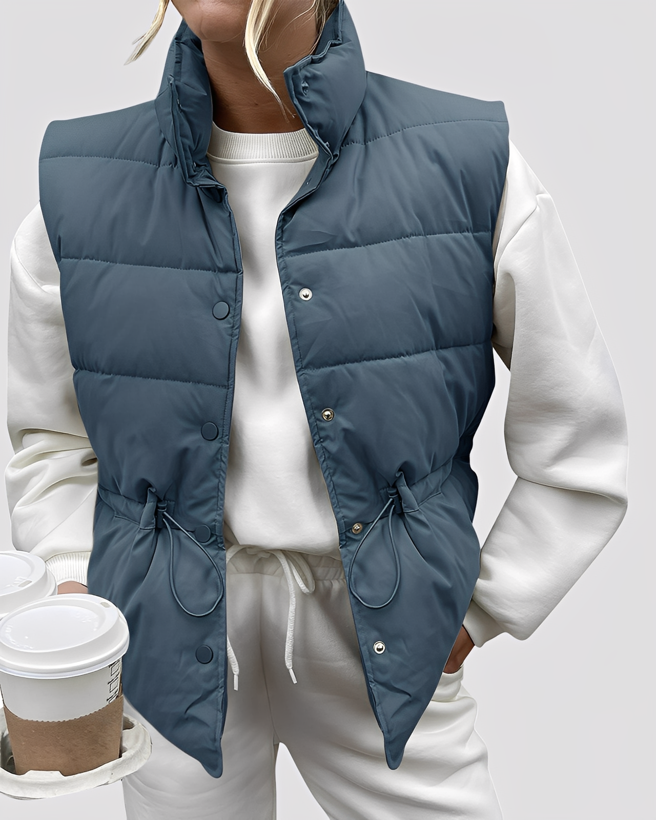 Aimee - Vestă de damă lejeră, căptușită, cu un singur rând