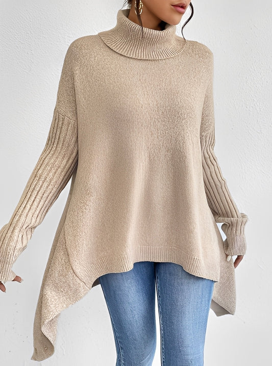 Wendy - Pulover lung elegant cu guler înalt pentru femei