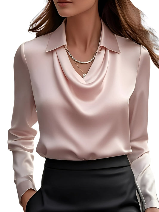 Dionne - Bluză elegantă de damă cu mâneci lungi din satin