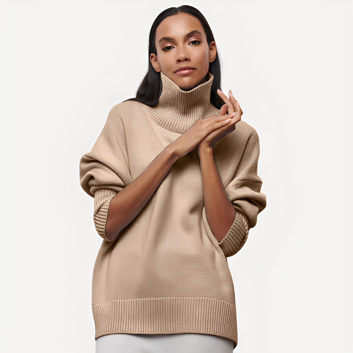 Margery - Pulover pentru femei cu guler înalt și plus de confort