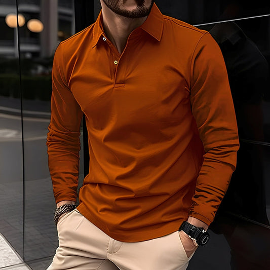 Stephen - Polo bărbătesc casual cu mânecă lungă