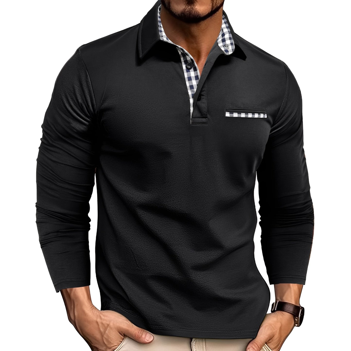 Jerome - Tricou polo relaxant pentru bărbați cu mâneci lungi