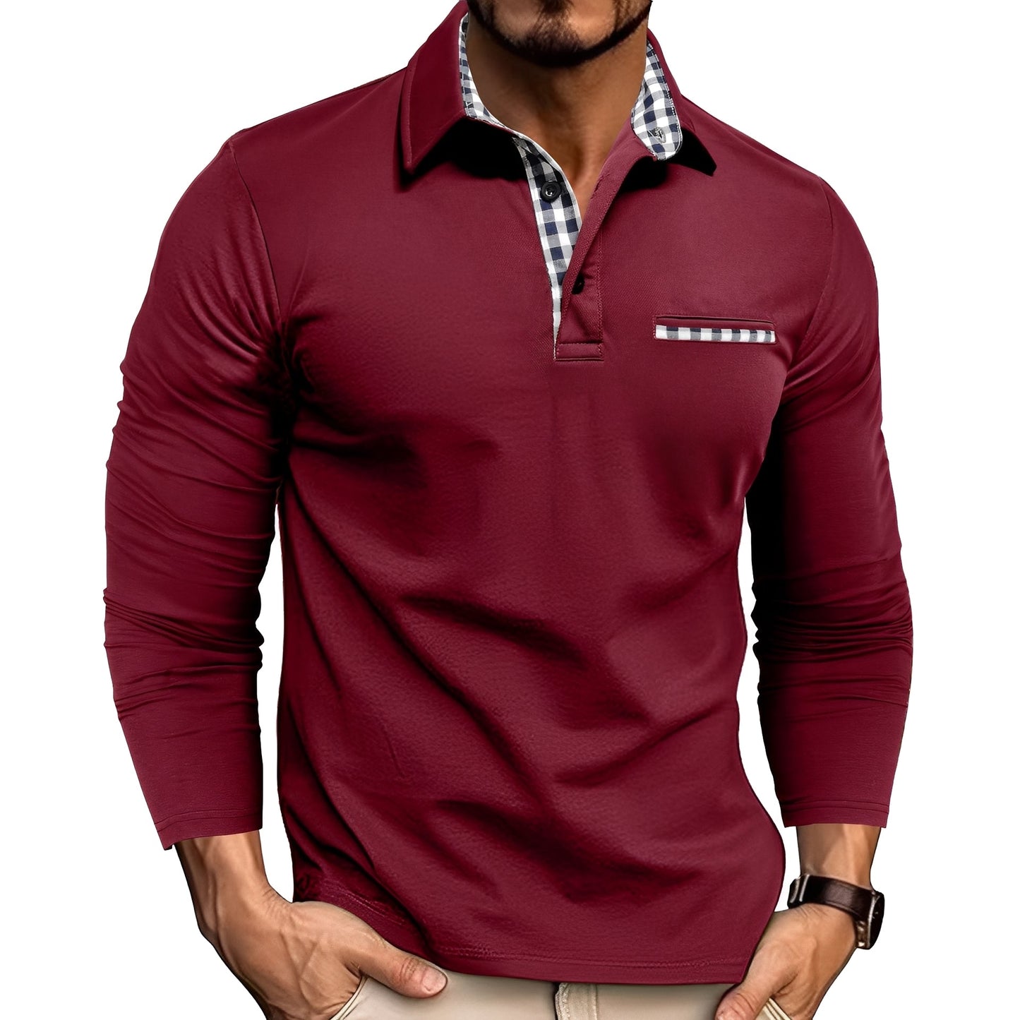 Jerome - Tricou polo relaxant pentru bărbați cu mâneci lungi