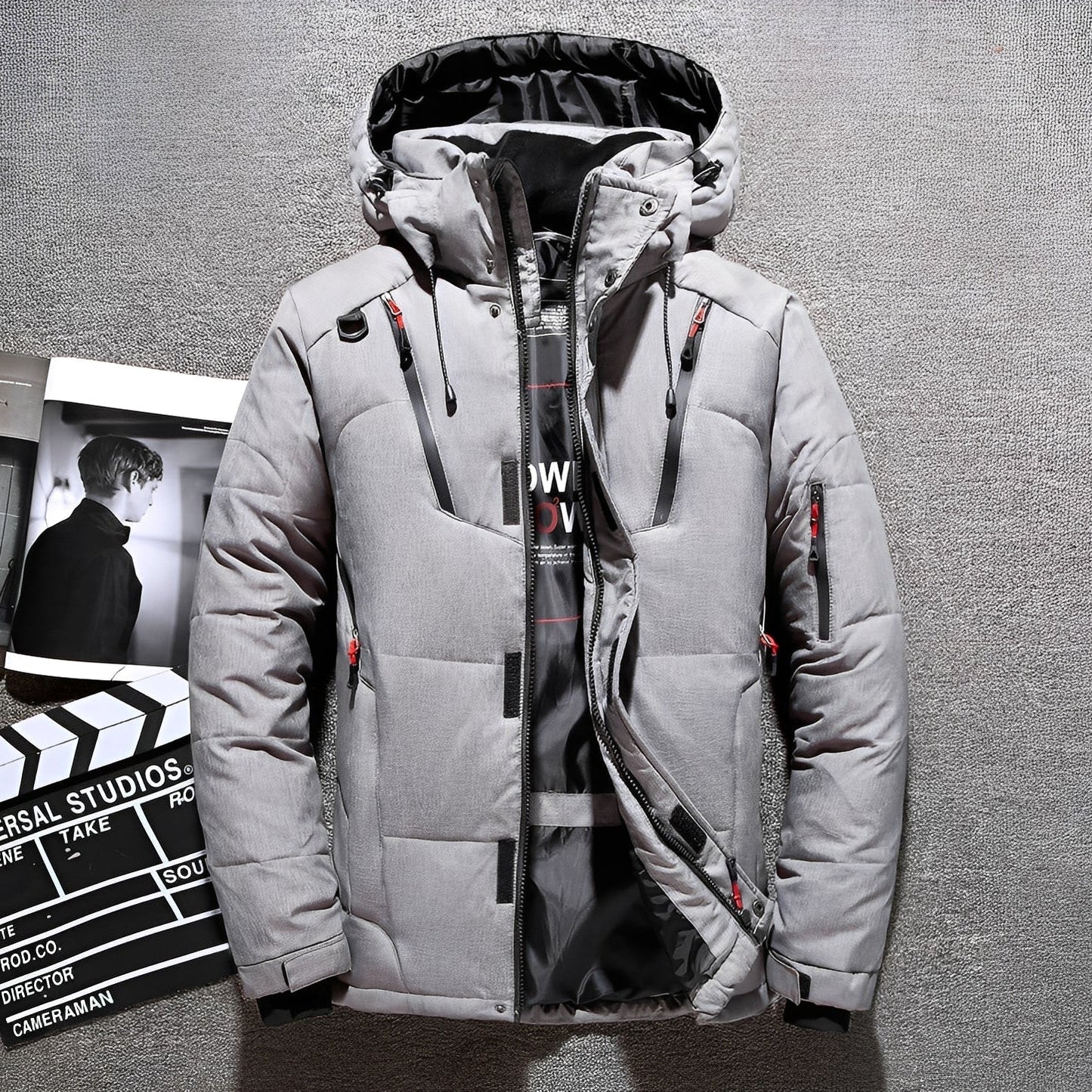 Damian - Stylová bunda s kapucí a několika kapsami pro muže