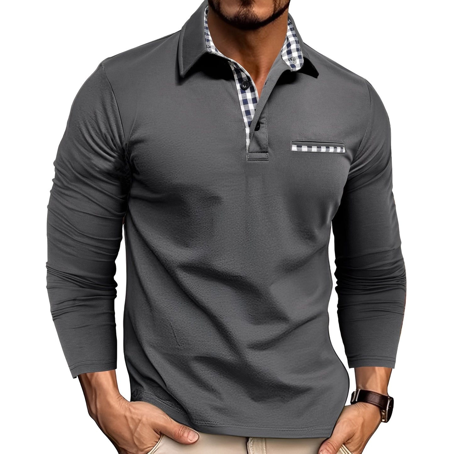 Jerome - Tricou polo relaxant pentru bărbați cu mâneci lungi