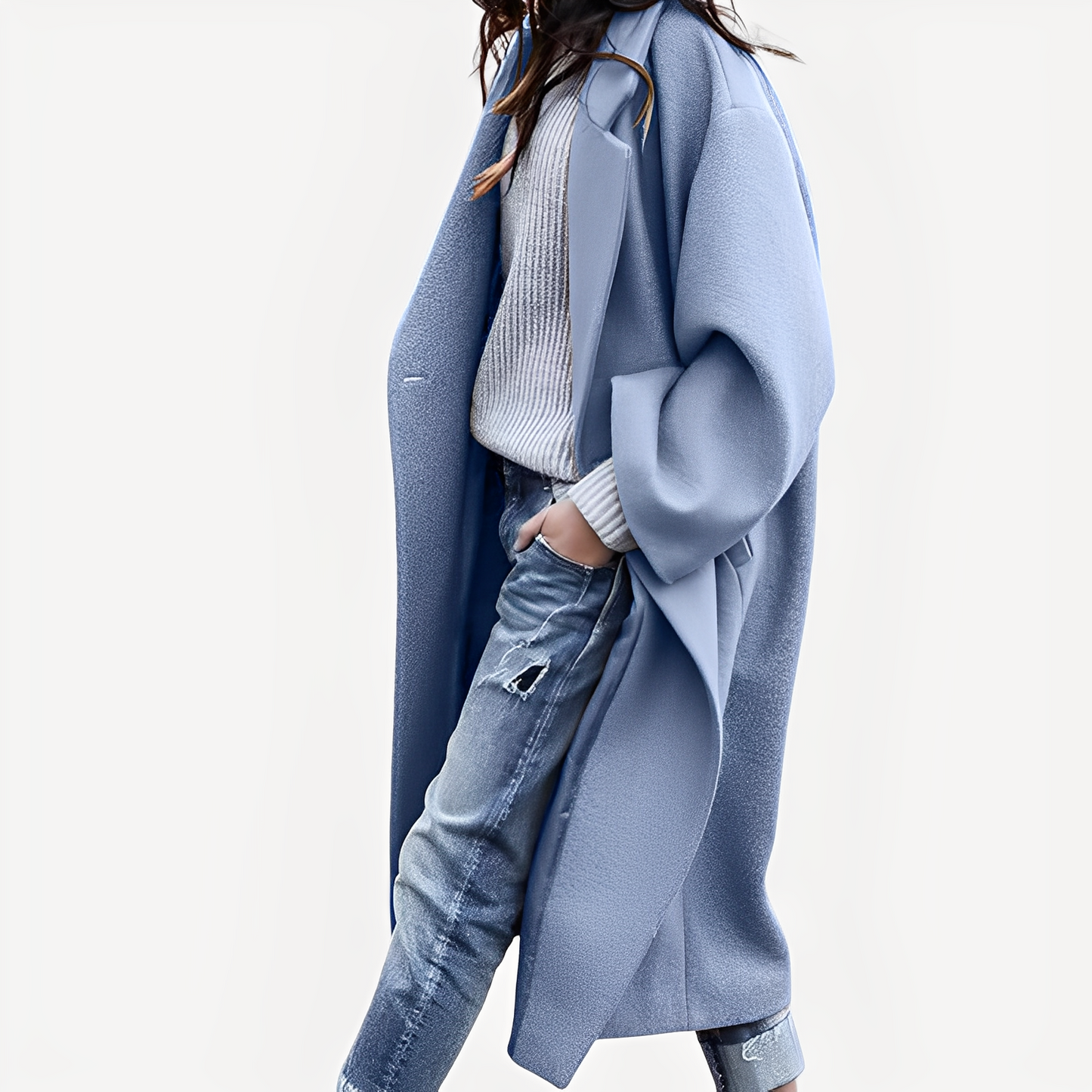 Camellia - Palton lung de lână, lejer, pentru femei