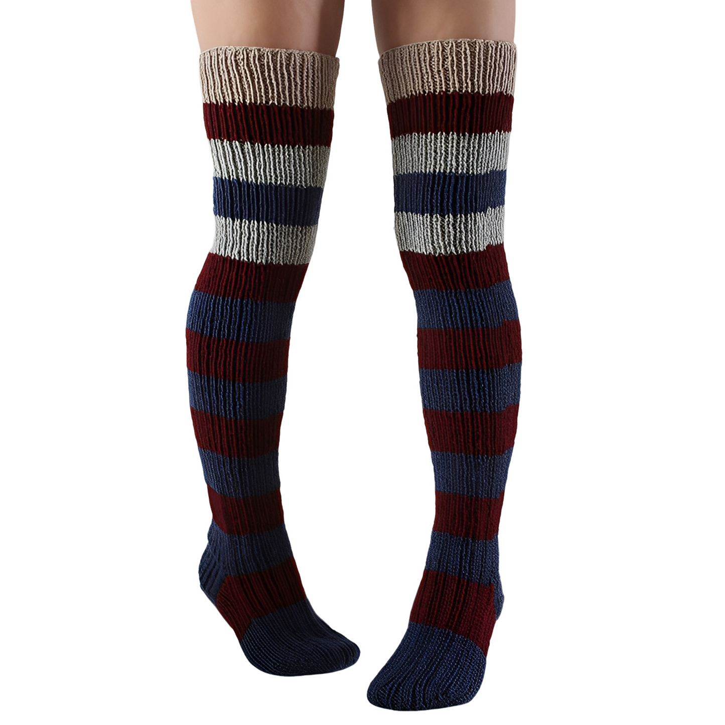 Rhianna - Ciorapi lungi cu dungi sofisticate pentru femei