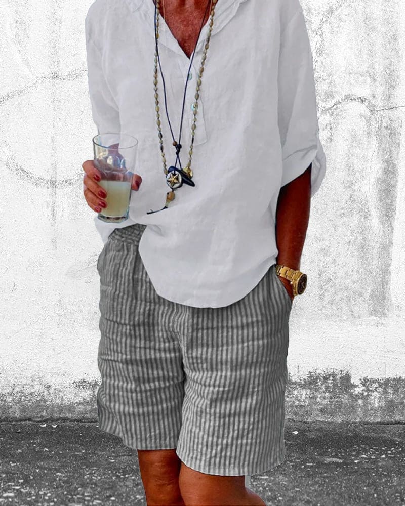 Élise – Pantaloni Scurți Dungati