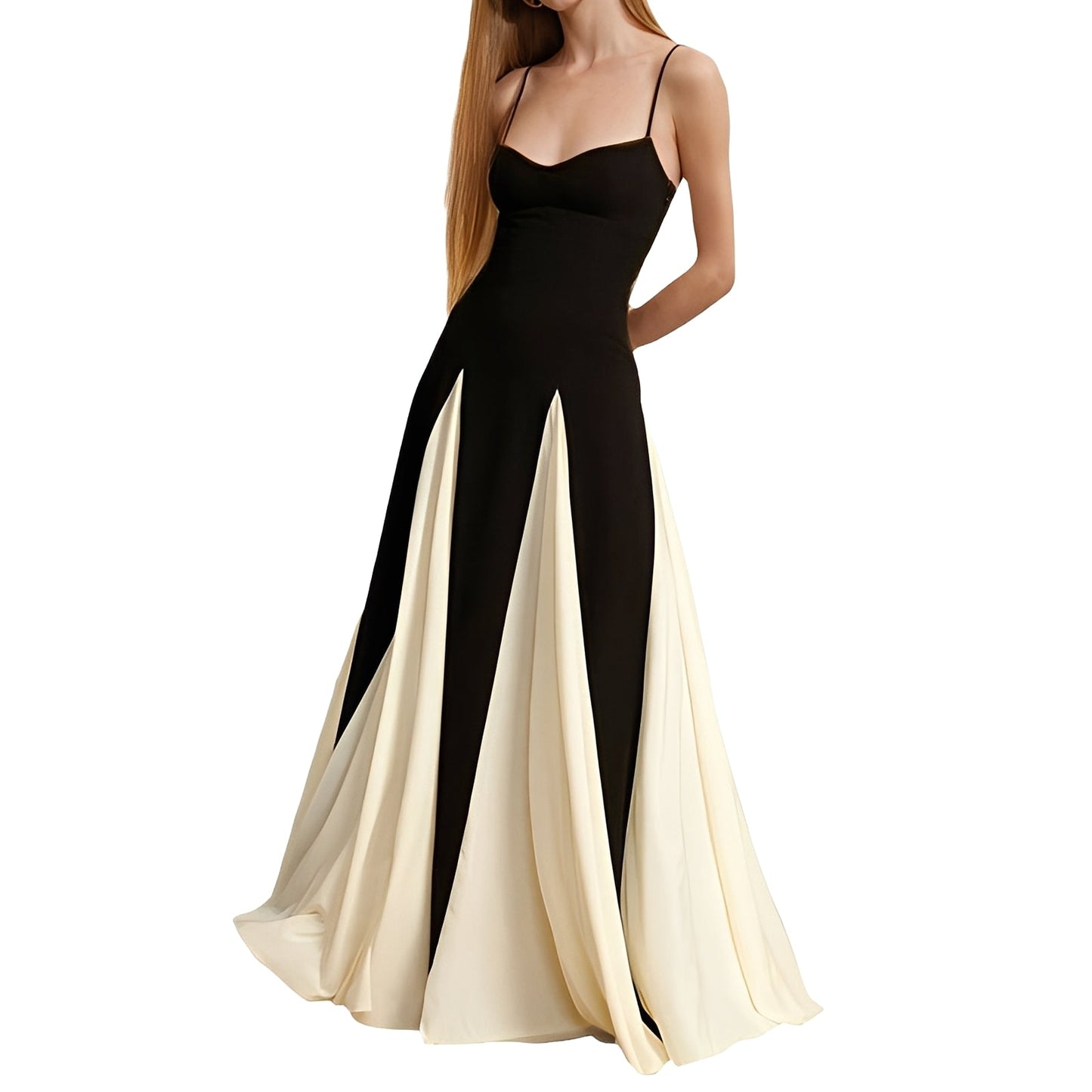 Charisse - Rochie de contrast sofisticată cu tiv generos pentru femei