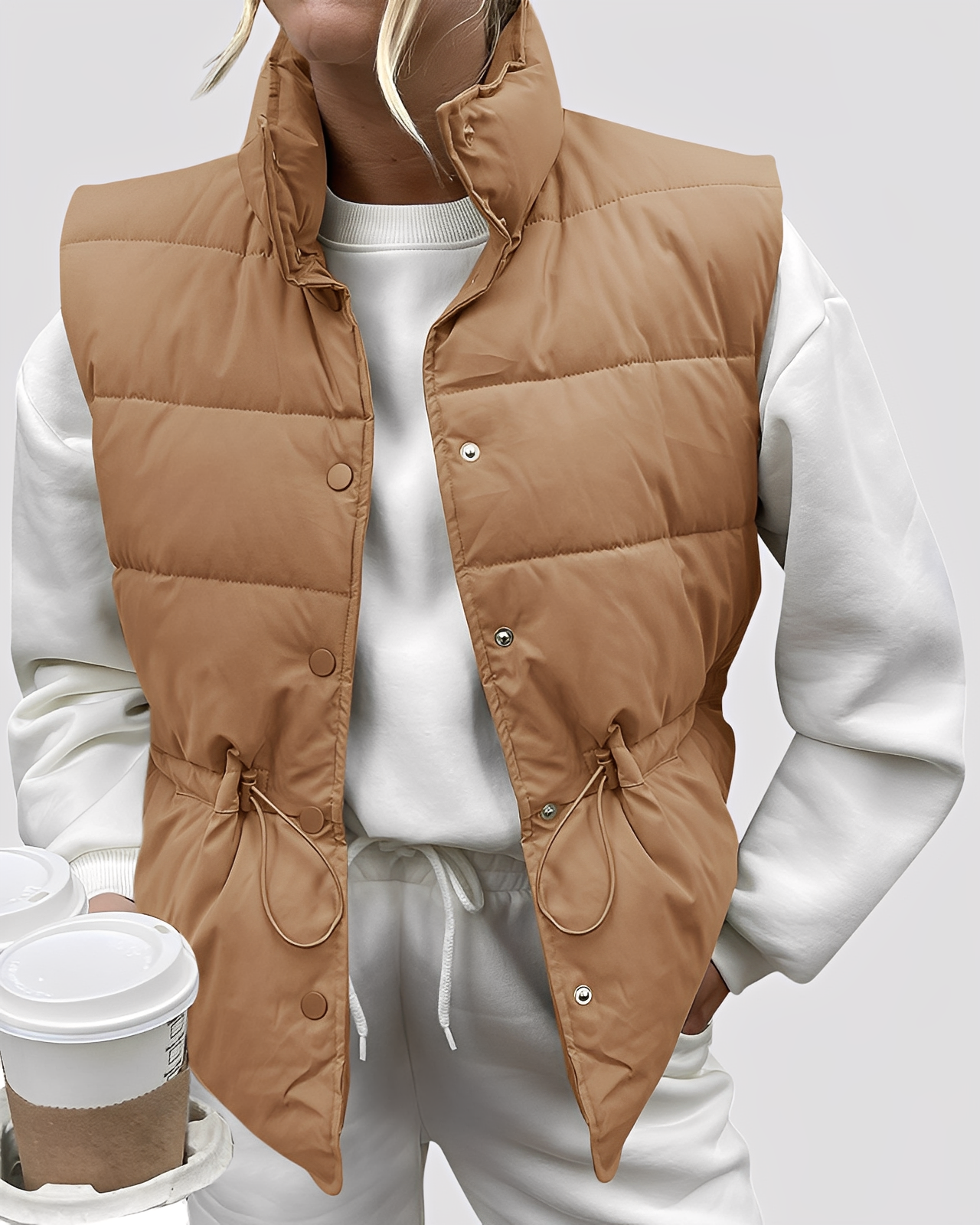 Aimee - Vestă de damă lejeră, căptușită, cu un singur rând