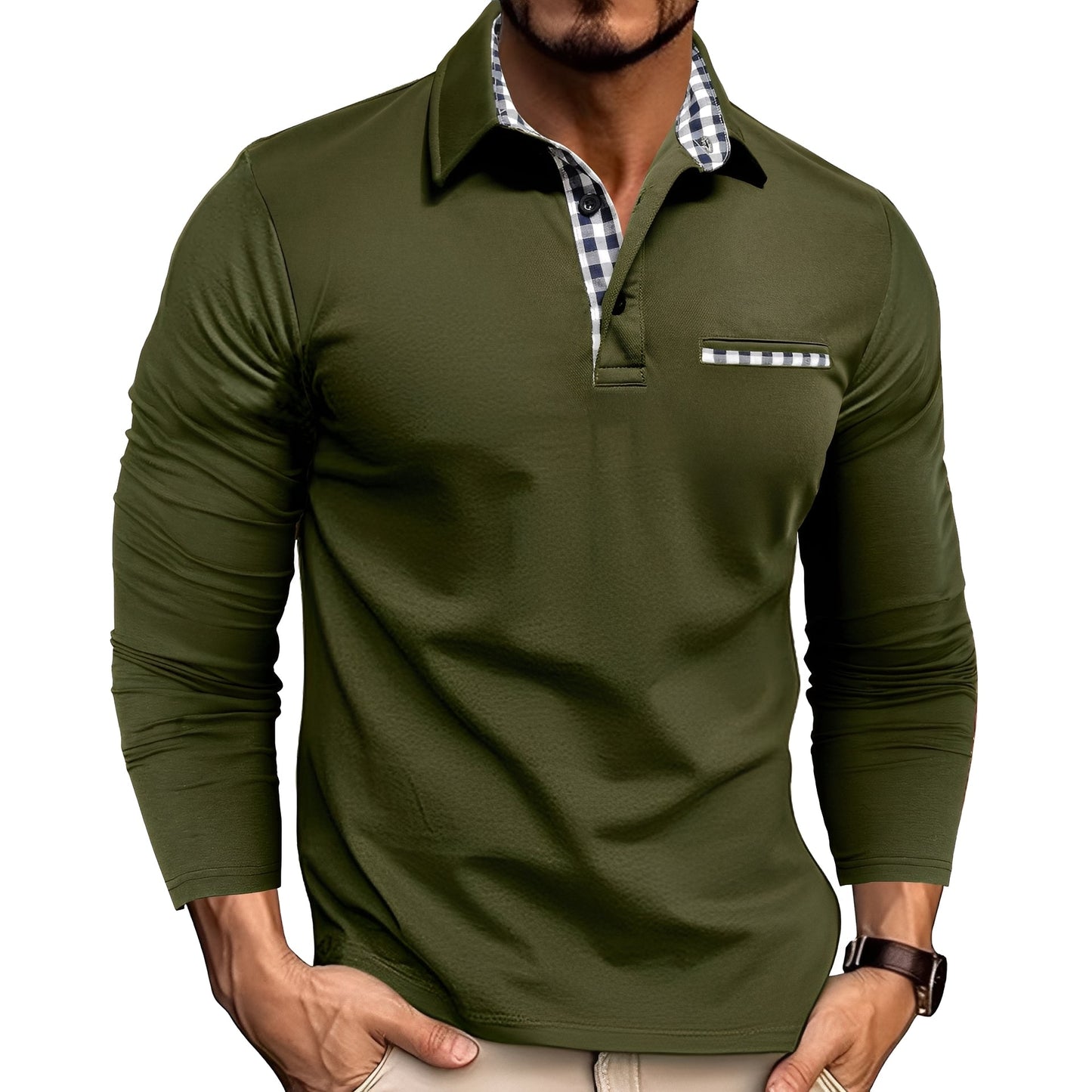 Jerome - Tricou polo relaxant pentru bărbați cu mâneci lungi
