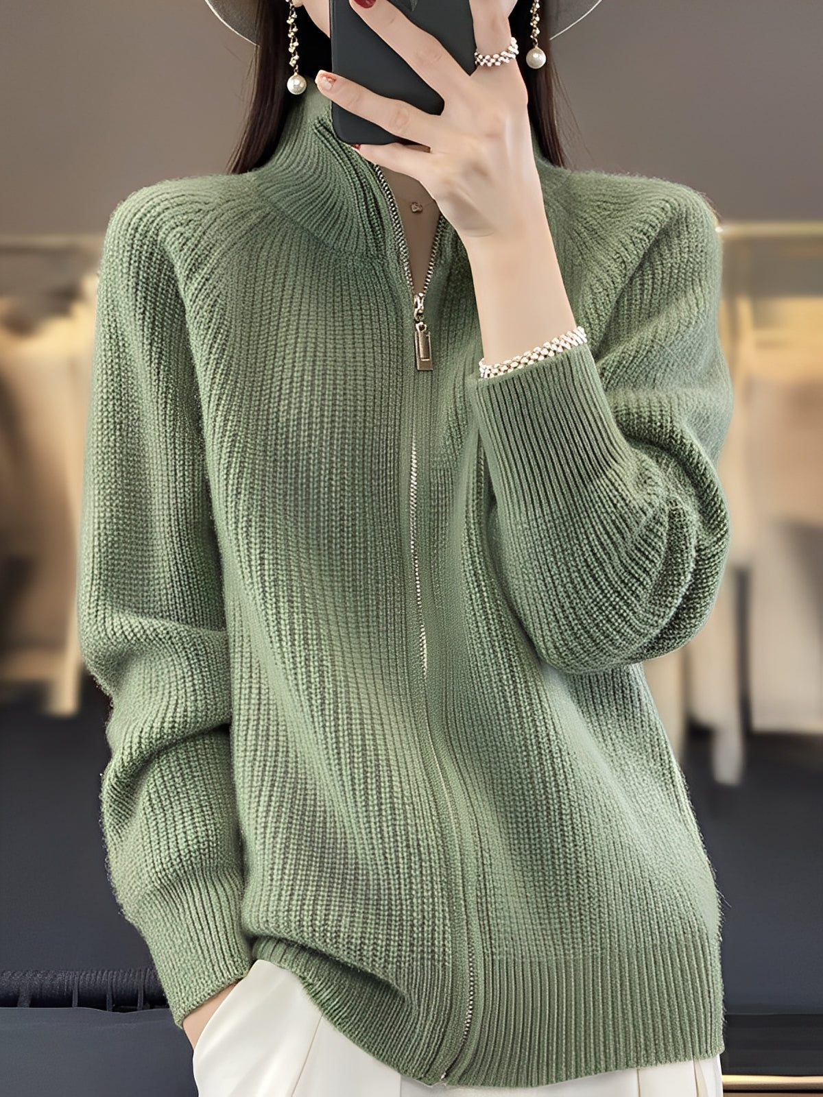 Brylee - Jacheta elegantă de lână cu fermoar pentru femei