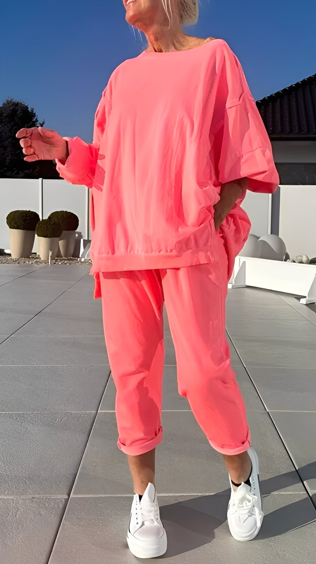 Eleanore - Set confortabil cu tricou larg și pantaloni pentru femei