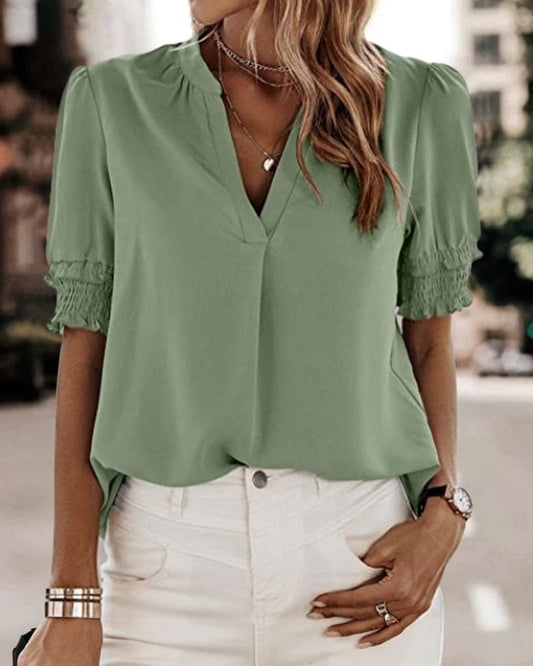 Sophia – Bluza Guler V Mâneci Scurte