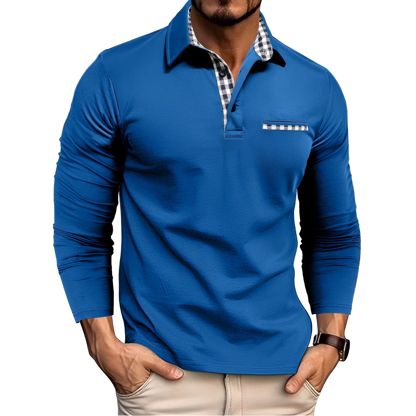Jerome - Tricou polo relaxant pentru bărbați cu mâneci lungi