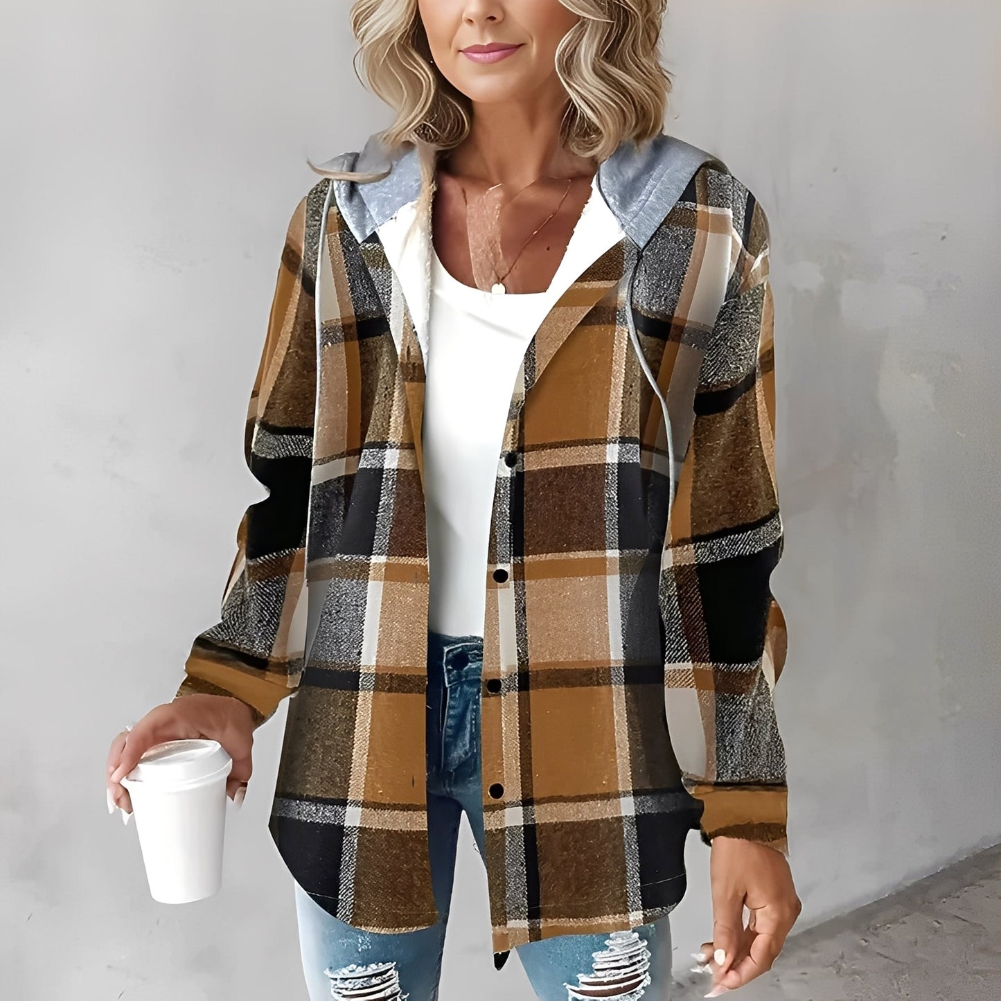 Martina - Jachetă lejeră de lână cu glugă pentru femei