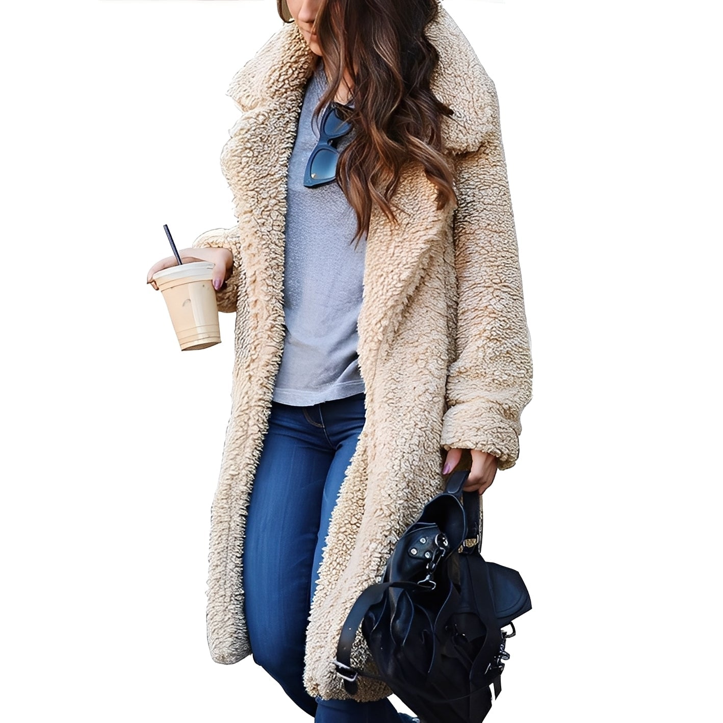 Katharine - Pardesiu elegant din lână cu blană pentru damă