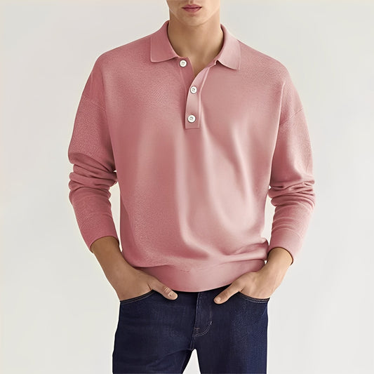 Carlton - Polo simplu cu mânecă lungă pentru bărbați