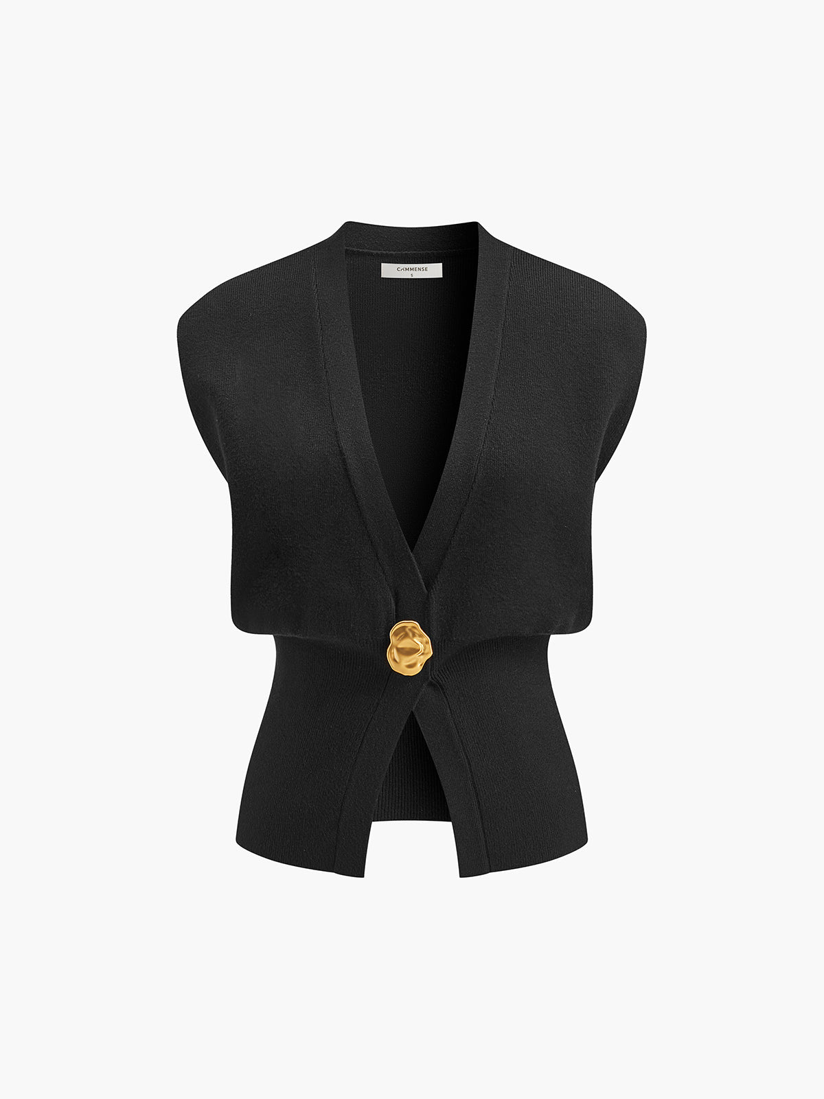 Annalena – Vestă Tricotată cu Butoane și Decolteu în V