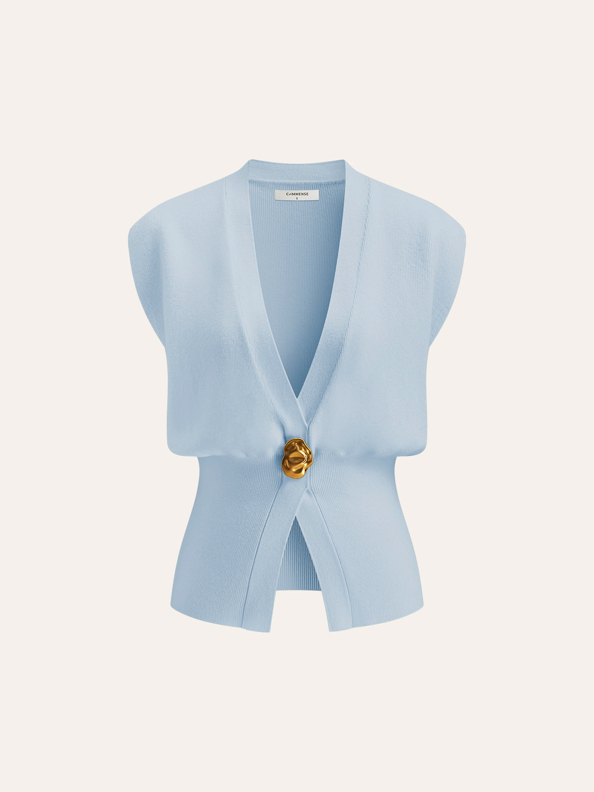 Annalena – Vestă Tricotată cu Butoane și Decolteu în V