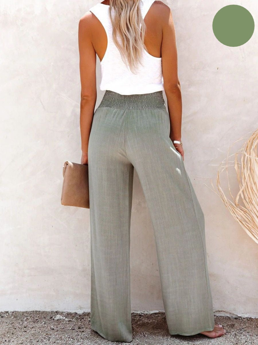 Sophia – Pantaloni talie înaltă bumbac & in