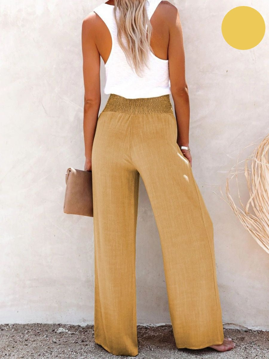 Sophia – Pantaloni talie înaltă bumbac & in