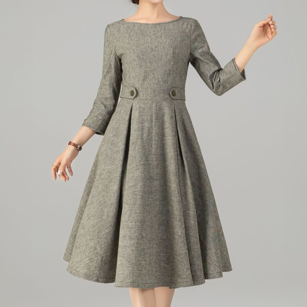 Rochie Midi Gri Vintage