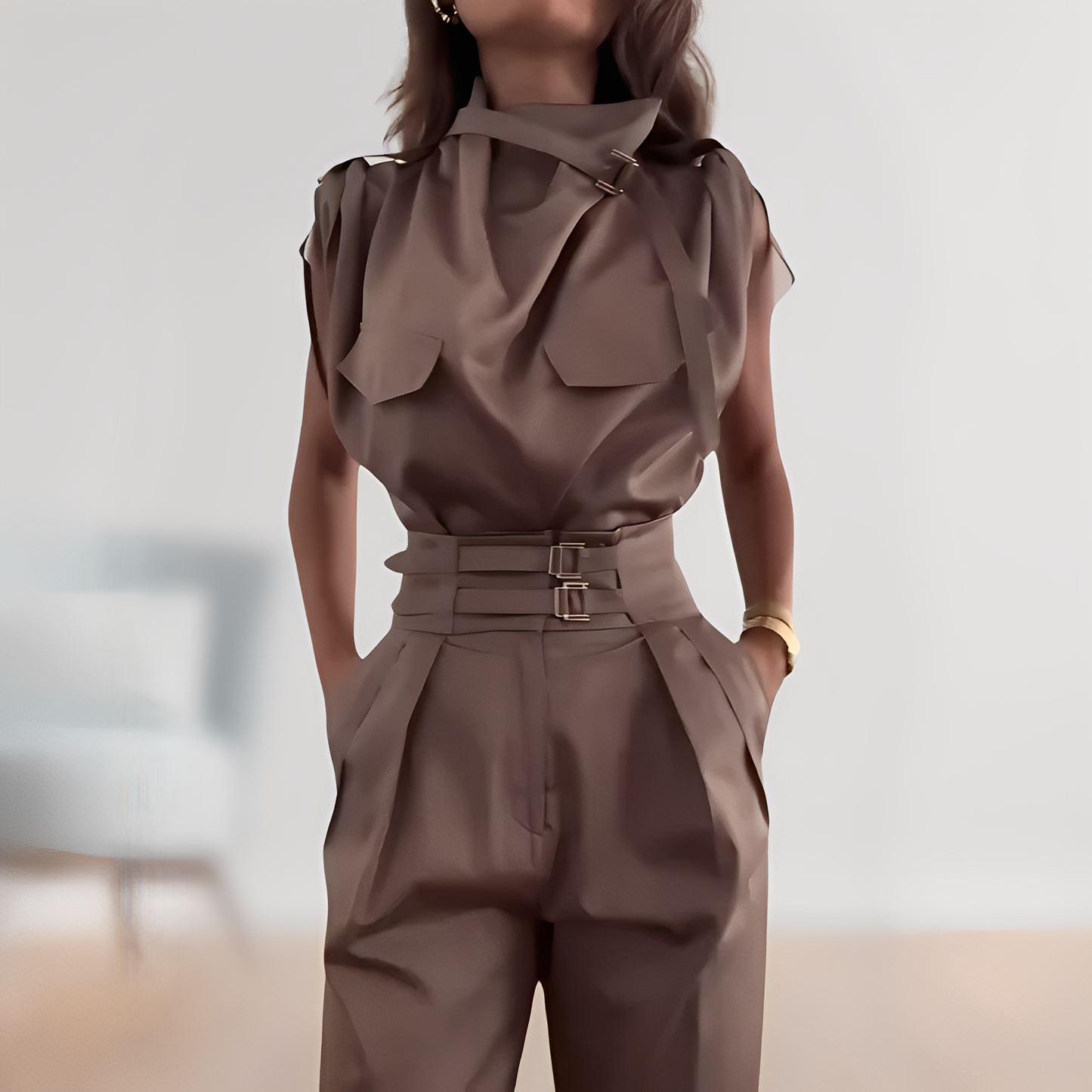 Leona – Elegant Overall Fără Mâneci