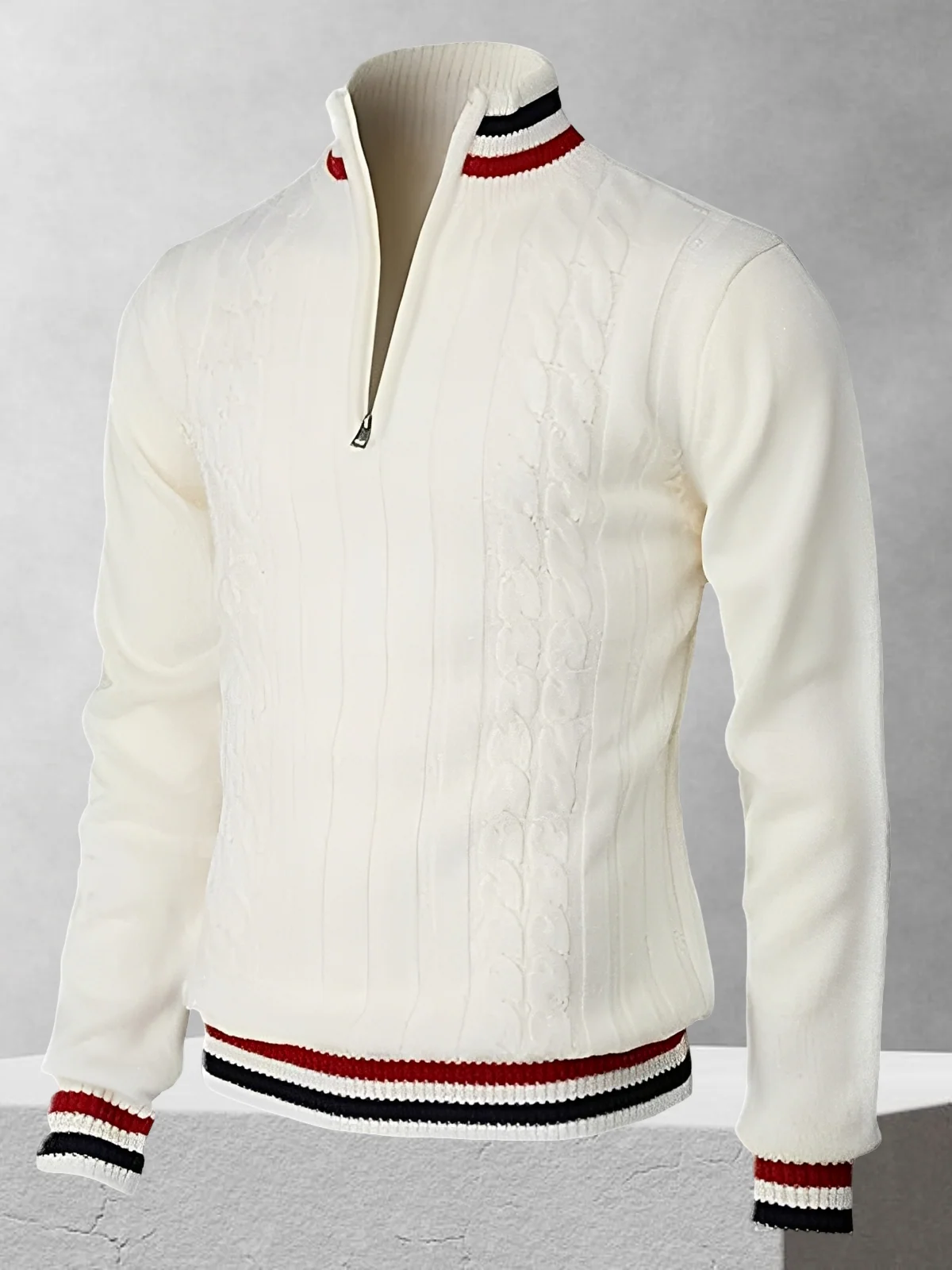 RALPH POLO – Pulover tricotat cu fermoar în stil italian