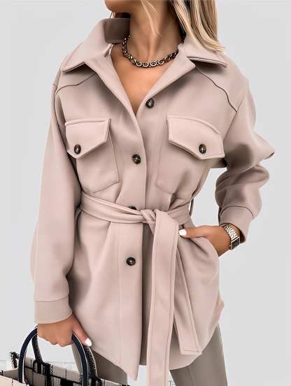 Tiffanie - Jachetă din lână modernă și ușoară cu guler rever pentru femei