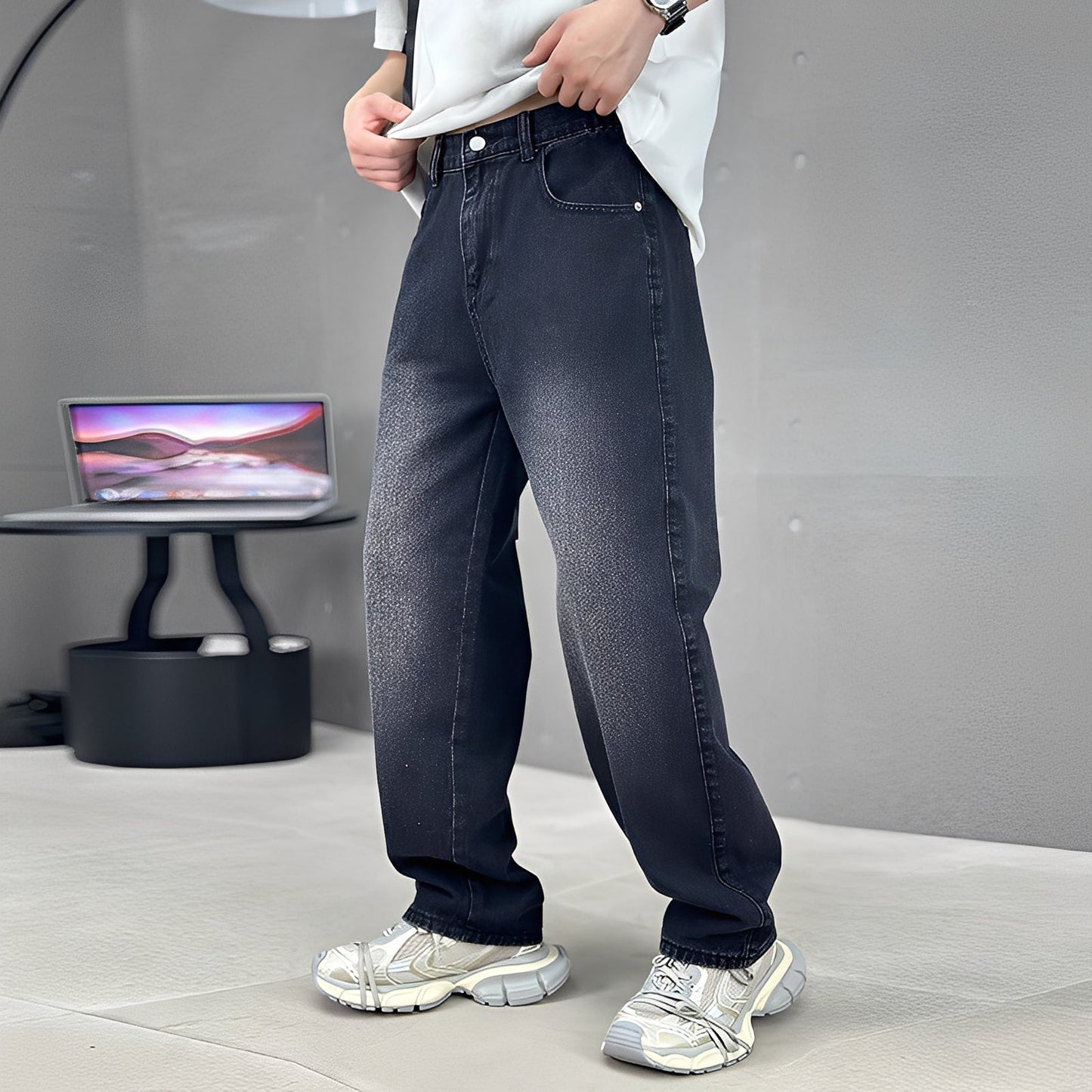 Wendell - Pantaloni de tip jeans eleganți, cu cracii largi, destinați bărbaților