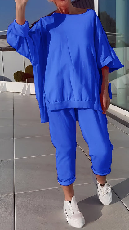 Eleanore - Set confortabil cu tricou larg și pantaloni pentru femei