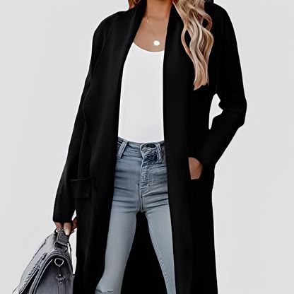 Chantal - Cardigan lung din tweed pentru femei, stil relaxat