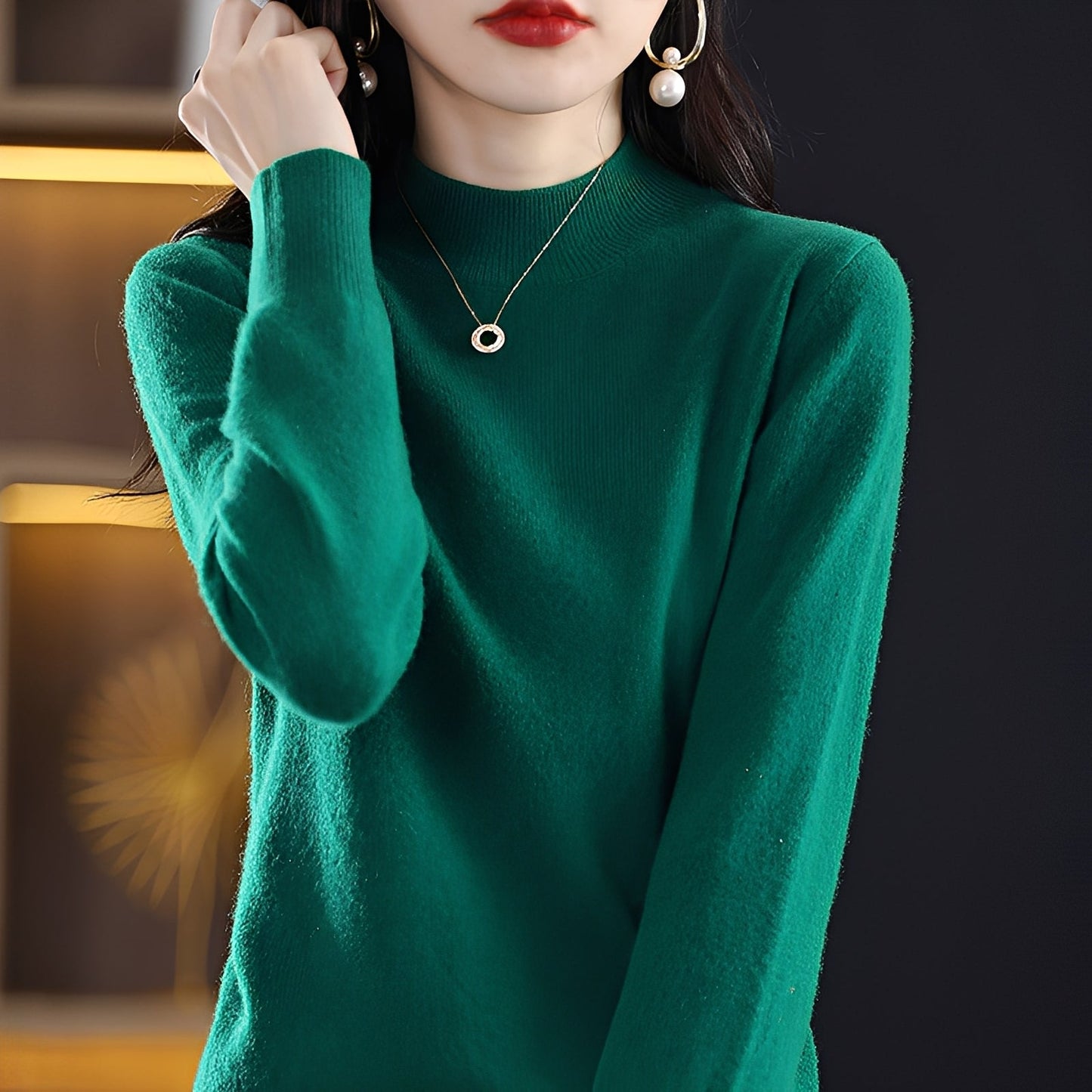 Natille - Pulover larg de damă din cașmir și lână