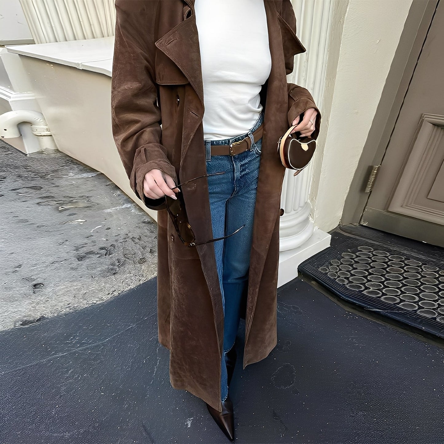 Katrina - Palton lung cu două rânduri de nasturi, stil elegant pentru femei