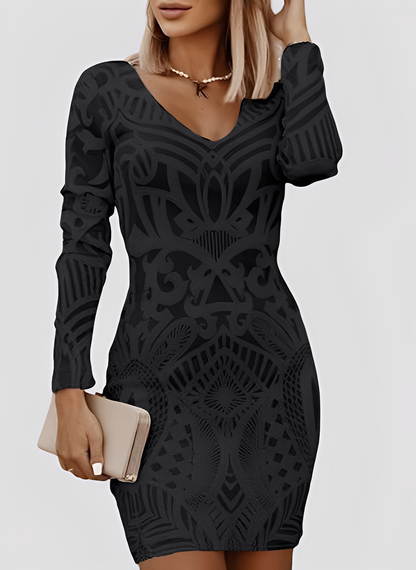 Caitlyn - Rochie elegantă, cu mâneci lungi, pentru femei, croială slim-fit