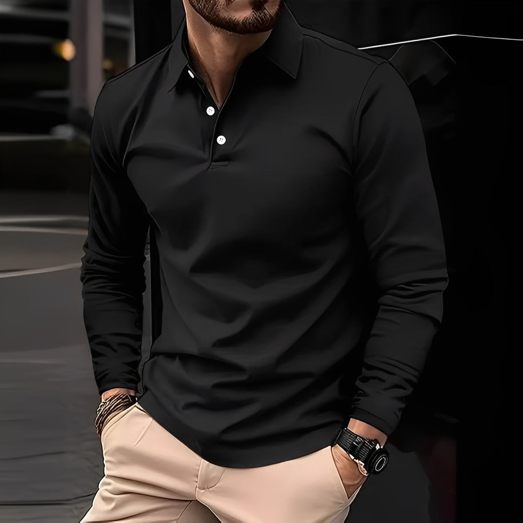 Stephen - Polo bărbătesc casual cu mânecă lungă