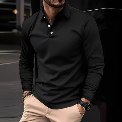 Stephen - Polo bărbătesc casual cu mânecă lungă