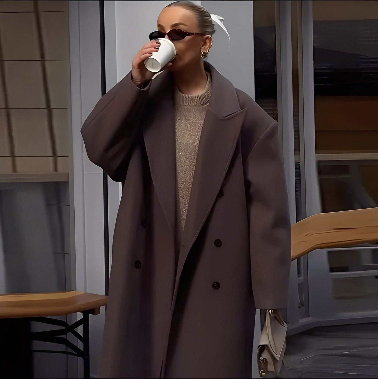 Veronica - Palton elegant și comod pentru femei, de lungime mare