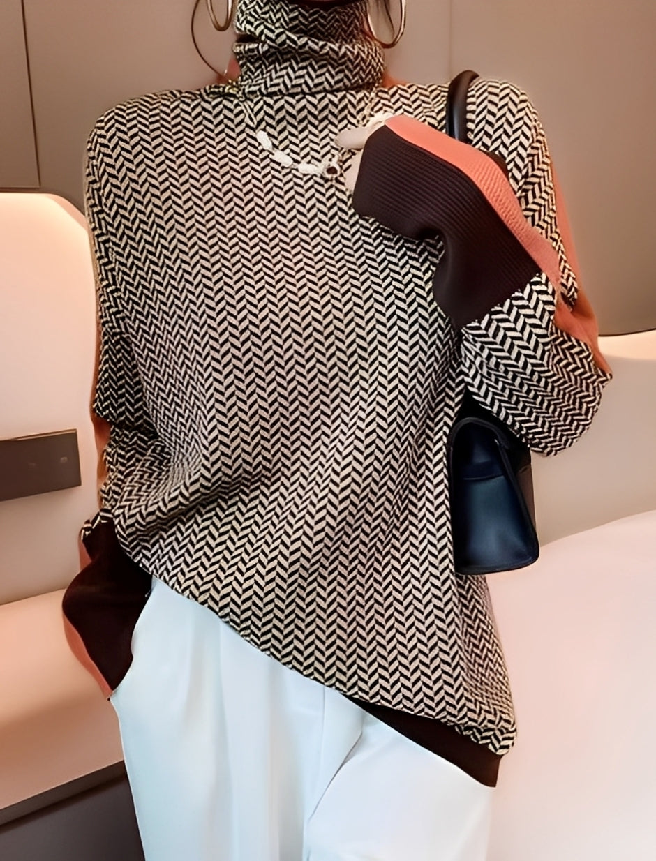 Bryony - Pulover elegant tricotat cu guler înalt pentru femei