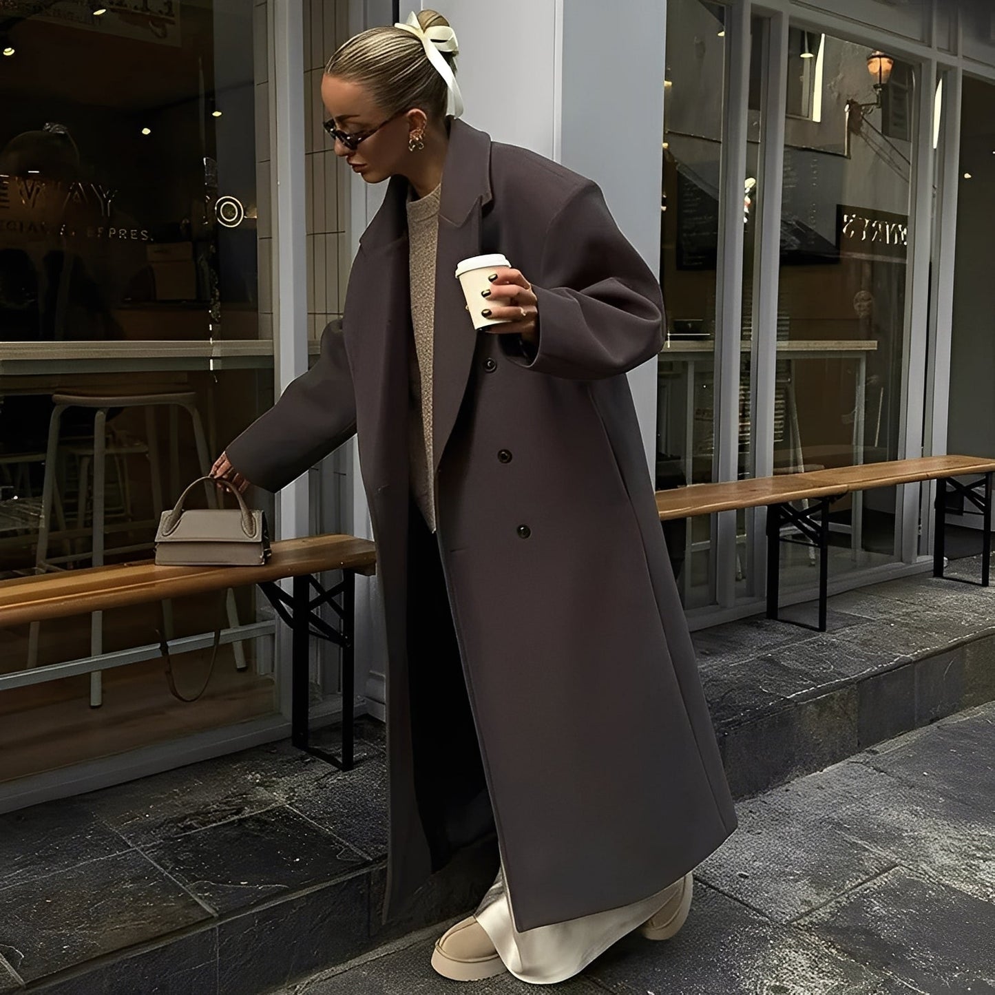 Veronica - Palton elegant și comod pentru femei, de lungime mare