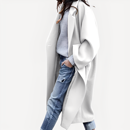 Camellia - Palton lung de lână, lejer, pentru femei