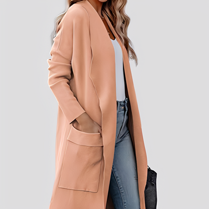 Chantal - Cardigan lung din tweed pentru femei, stil relaxat