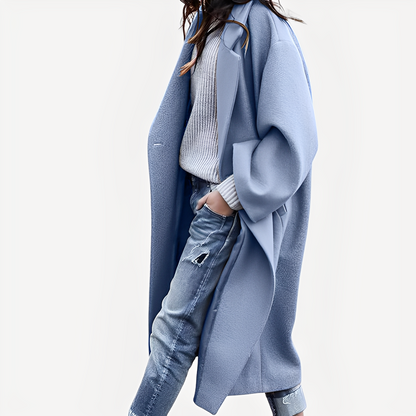 Camellia - Palton lung de lână, lejer, pentru femei