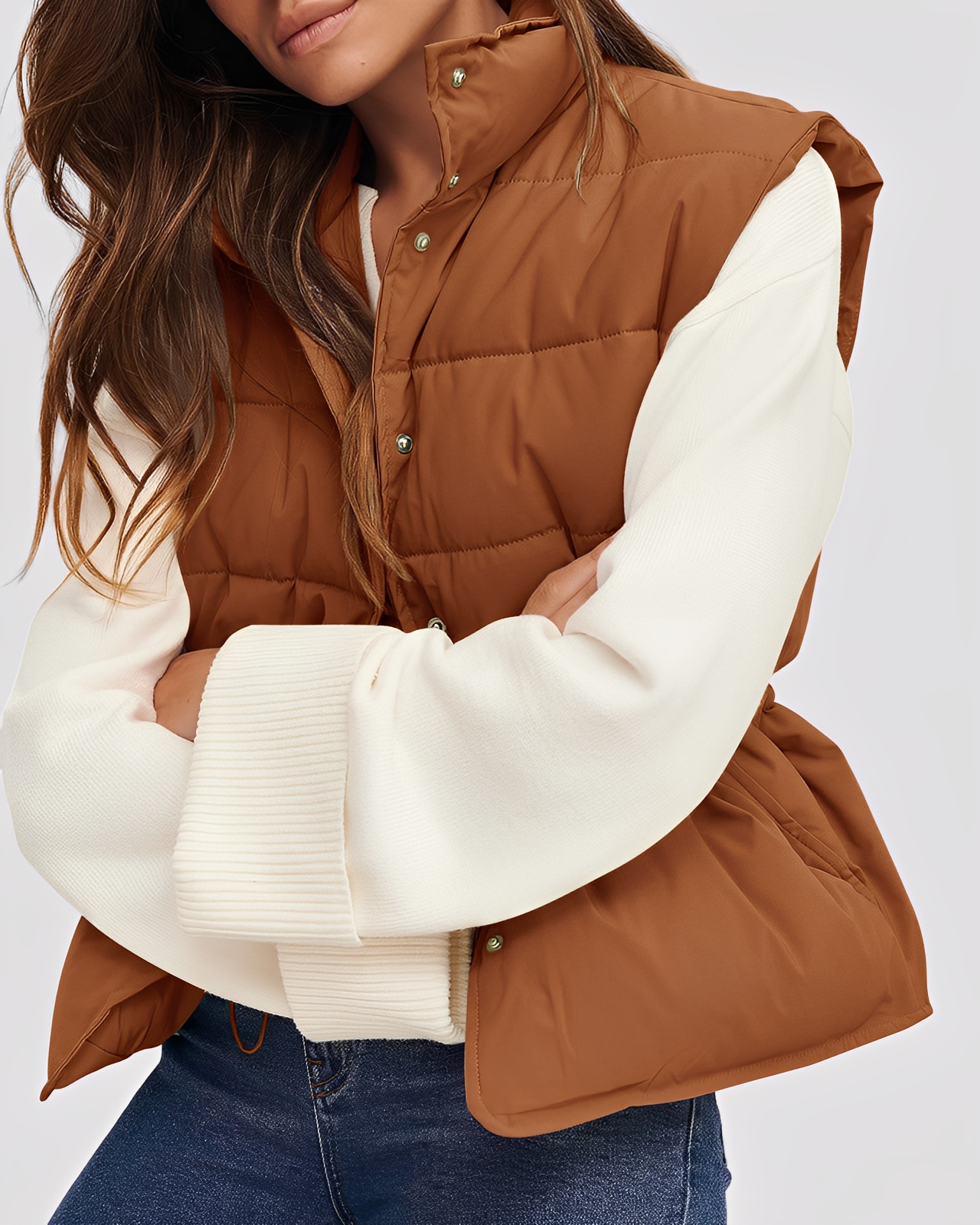 Aimee - Vestă de damă lejeră, căptușită, cu un singur rând