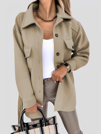 Tiffanie - Jachetă din lână modernă și ușoară cu guler rever pentru femei