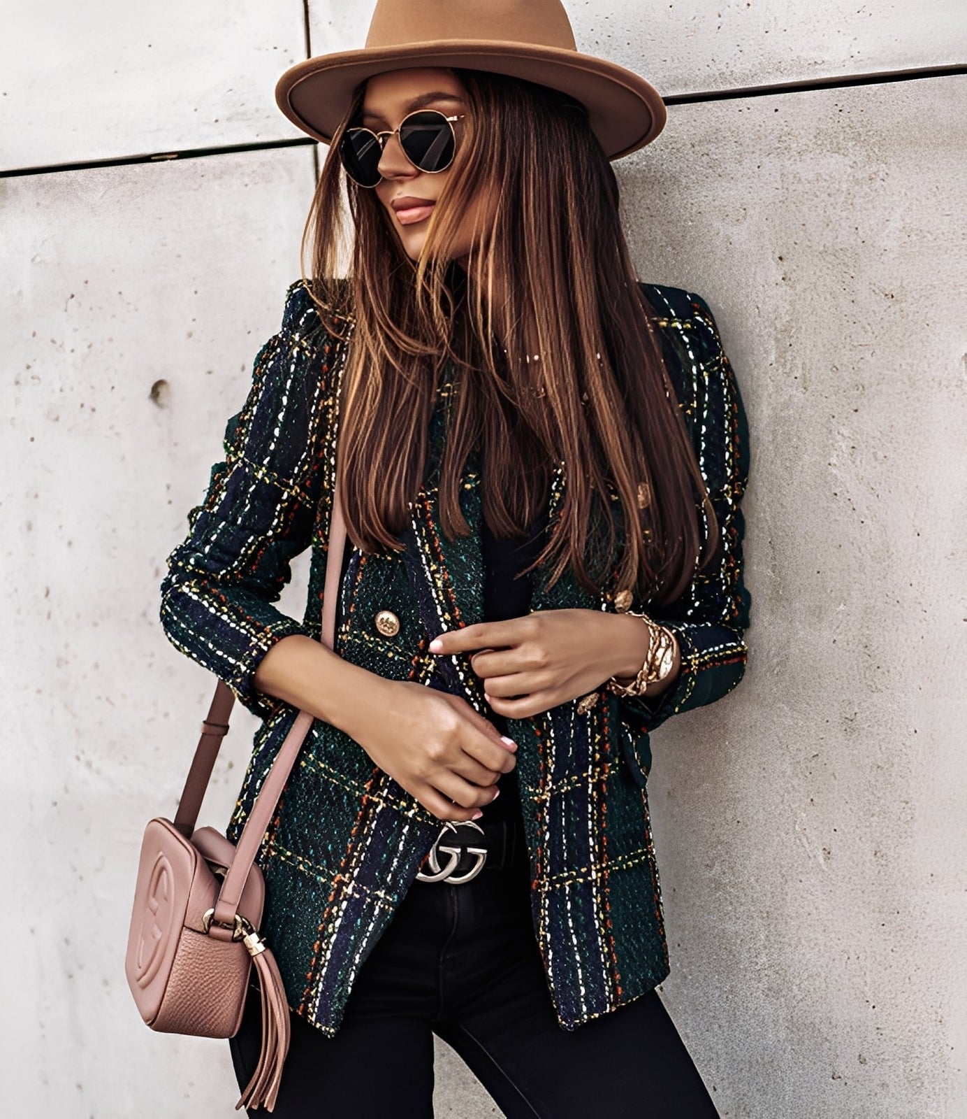 Cheri - Blazer elegant cu croială slim și model în carouri pentru femei