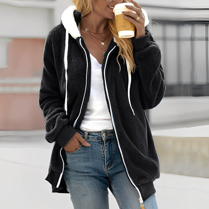 Rheanna - Geacă călduroasă din polar cu glugă pentru femei