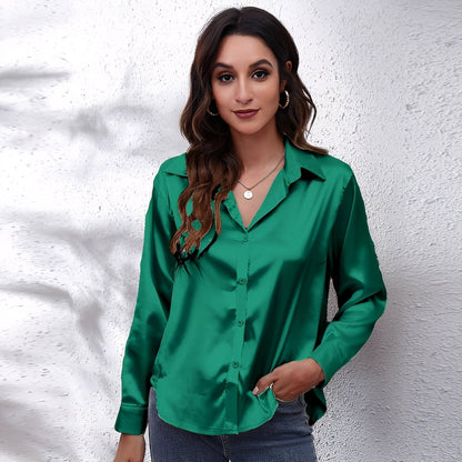 Haylee - Bluză din mătase cu mâneci lungi pentru doamne